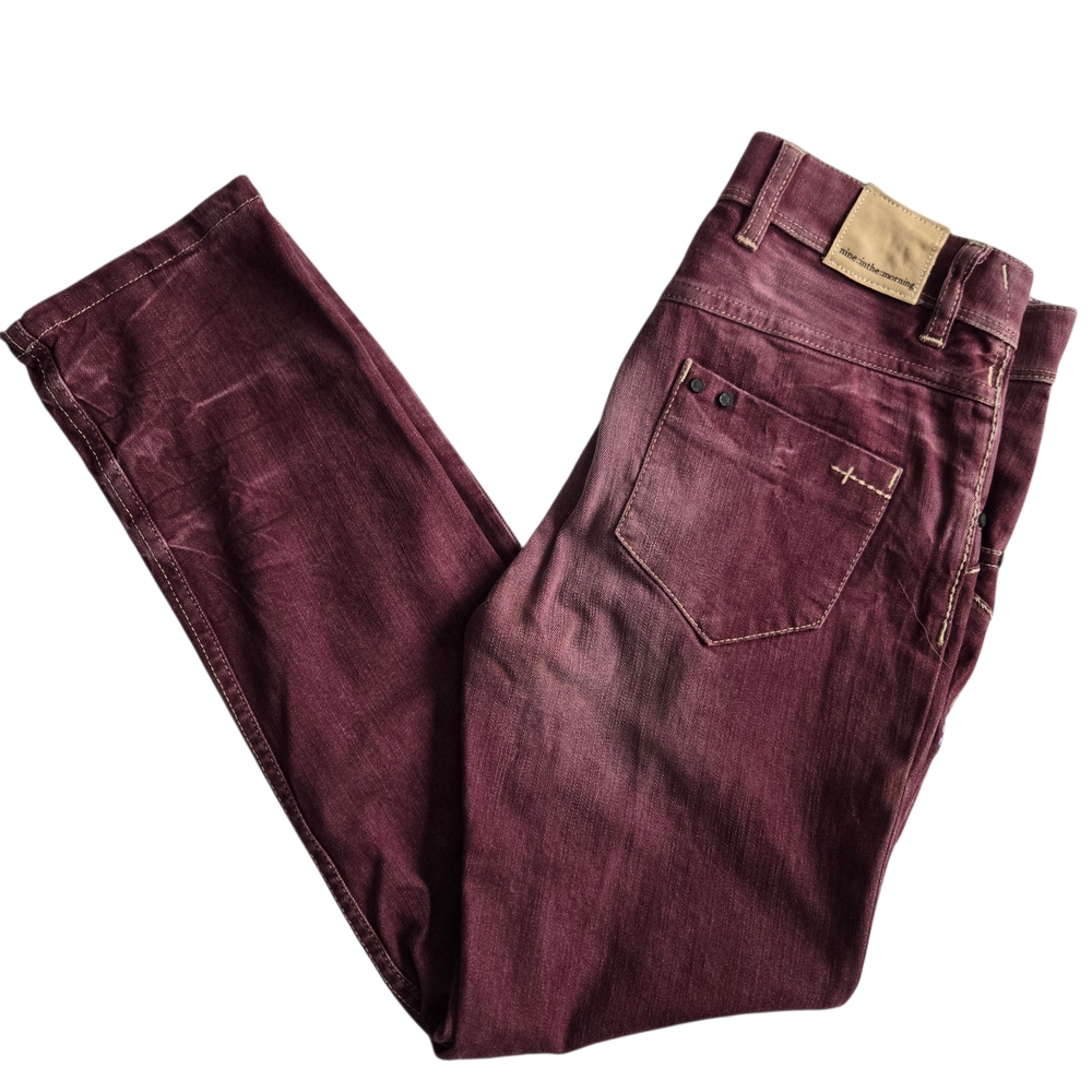 Nine In The Morning “Pipe Awakening” Burgundy Slim Straight Jeans 27 Mid Rise